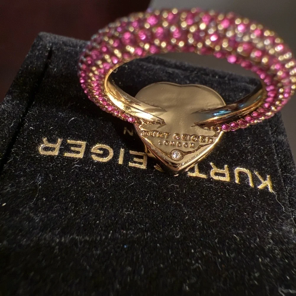 Kurt Geiger London Rainbow Heart Ring Size 7